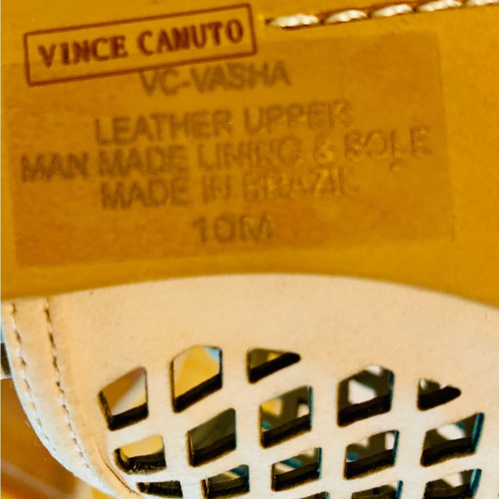 Vince Camuto Cream Heels with Woven Pattern - Picture 11 of 14